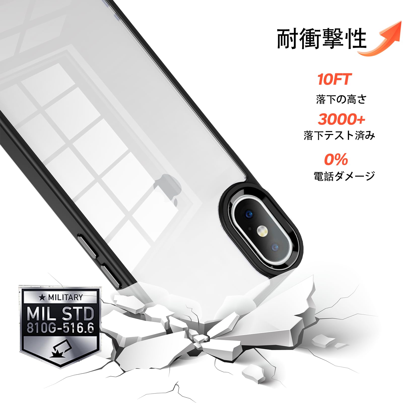 Amazon.co.jp: iPhone x/xs 用 ケース カバー 背面クリア 耐衝撃 滑り