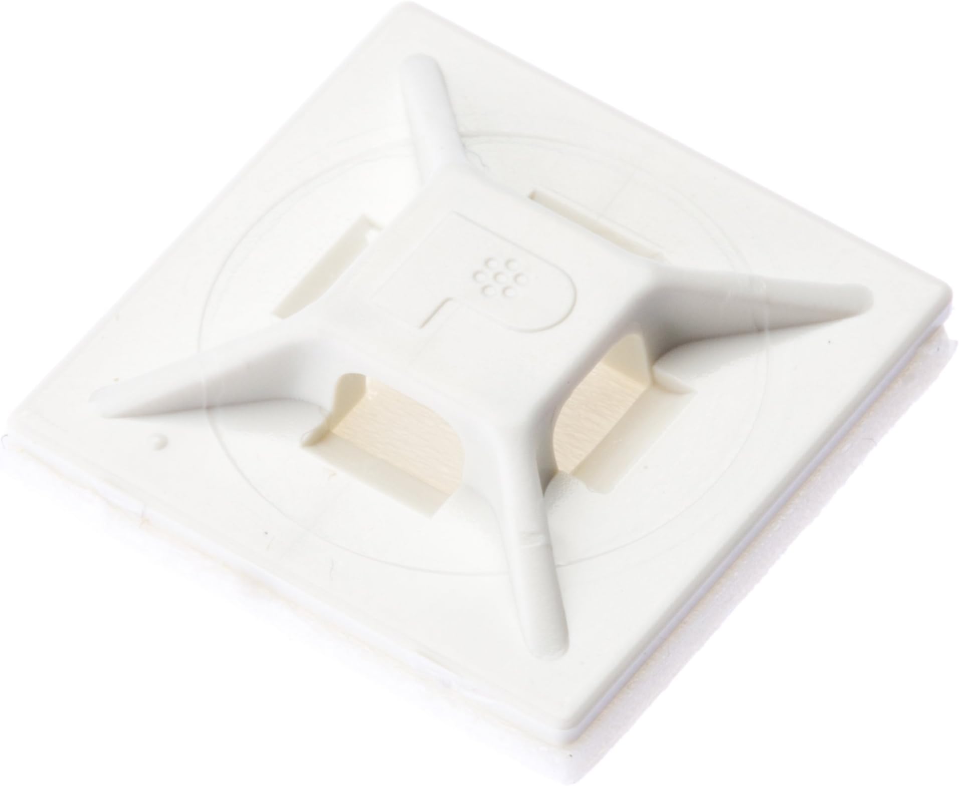 Panduit ABMM-A-C Adhesive Backed Cable Tie Mount, 4-Way Mount, Pre-Installed Adhesive, Indoors Environment, ABS, Rubber Mounting Method, White (Pack of 100)