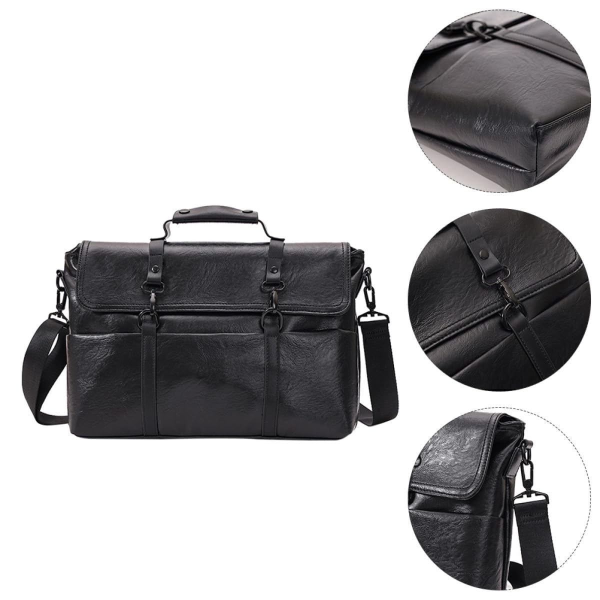 VALICLUD Borsa Tracolla Uomo 14 Pollici Business Pu Poliestere Nero Portfolio Lightweight per Laptop Viaggio Ufficio