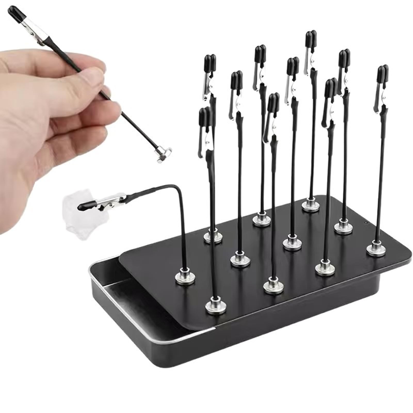 12 PCS Model Painting Stand Base Holder Magnetic Bendable Alligator Clip Sticks Set Adjustable Modeling Tools for Easy Airbrush Use, Metal Wire Clamps Long-Tailed Clasp for Hobby DIY Card Photo Memo
