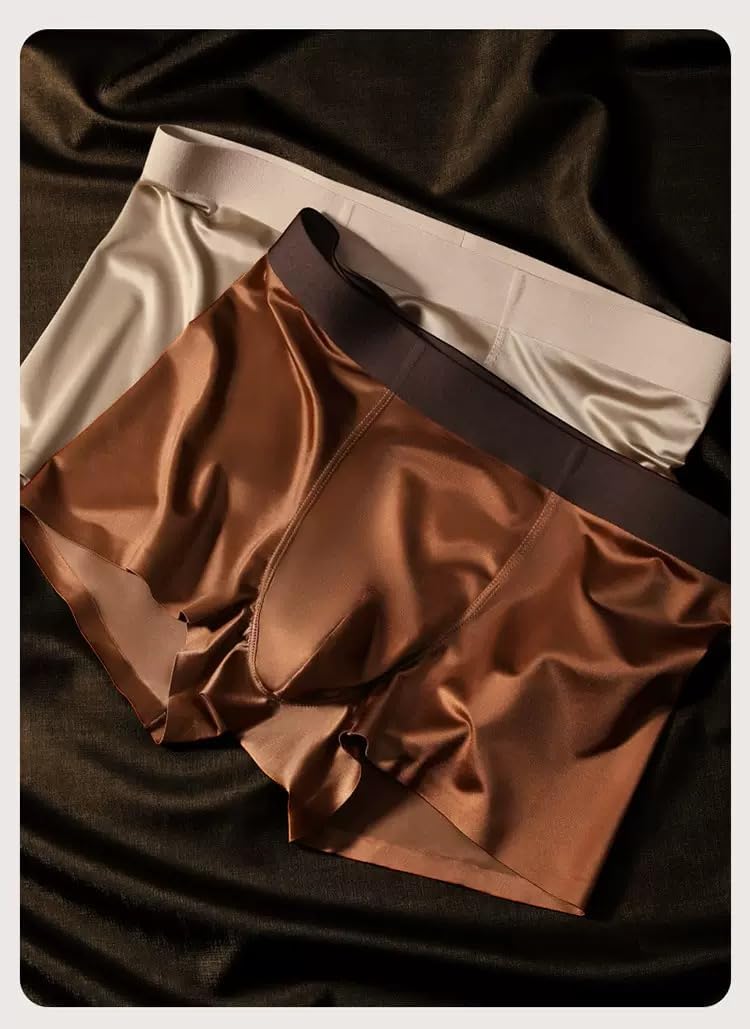 Satin-like Ice Silk Men's Panties Both Sides Breathable Mesh Boxer Briefs,Seamless Comfortable Underpants - Image 3