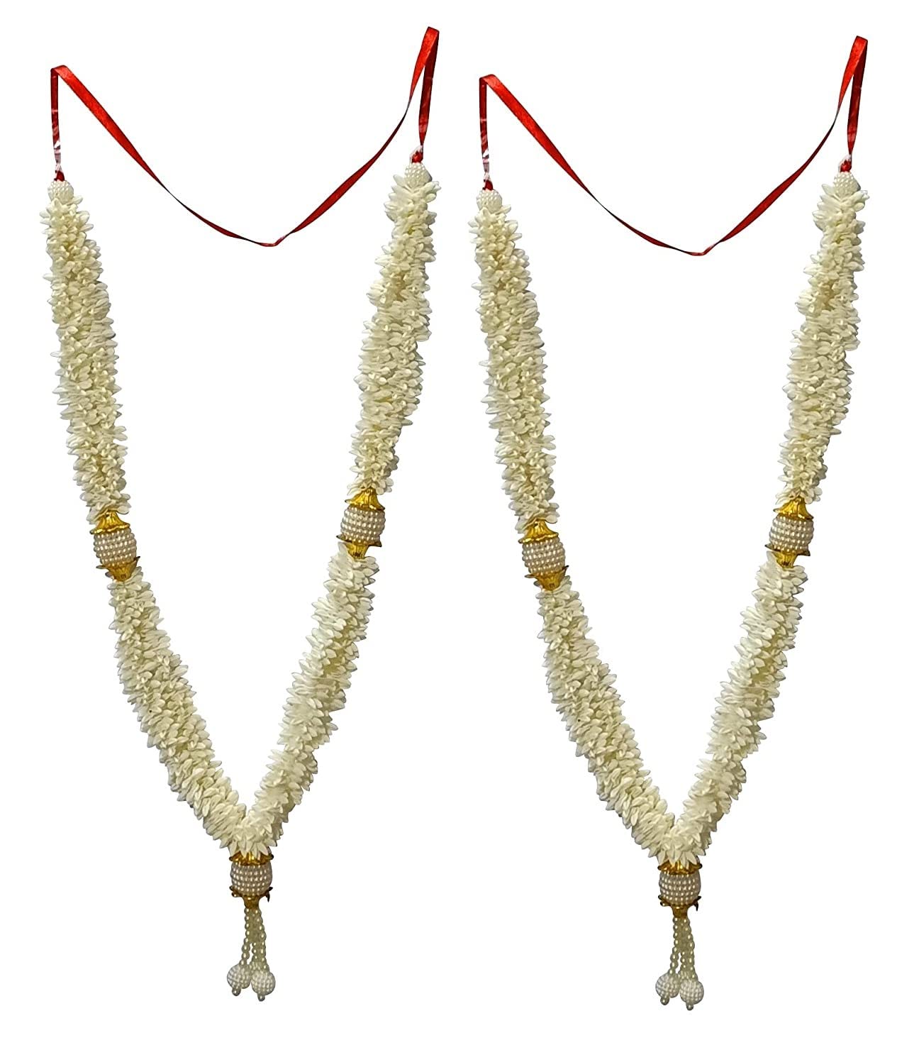 Swadeshi Desire Mala For Photo Frames Of Death Person And God Idols, Garland For Photos Of Loved Ones, God, Ancestors And Pitra, Pooja Room, 42 Cm (White)