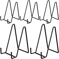 IBosins 5-Pack 6 Inch Metal Plate Display Stands - Sturdy Black Easels for Photos, Books, Plates & Collectibles Up to 18"