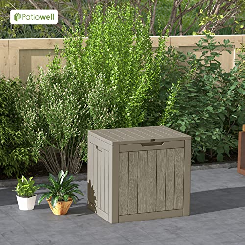 Patiowell 31 Gallon Deck Box, Waterproof Resin Outdoor Storage Box For Patio Furniture, Pool Accessories, Toys, Garden Tools And Sports Equipment, Lockable, Brown #TOP1