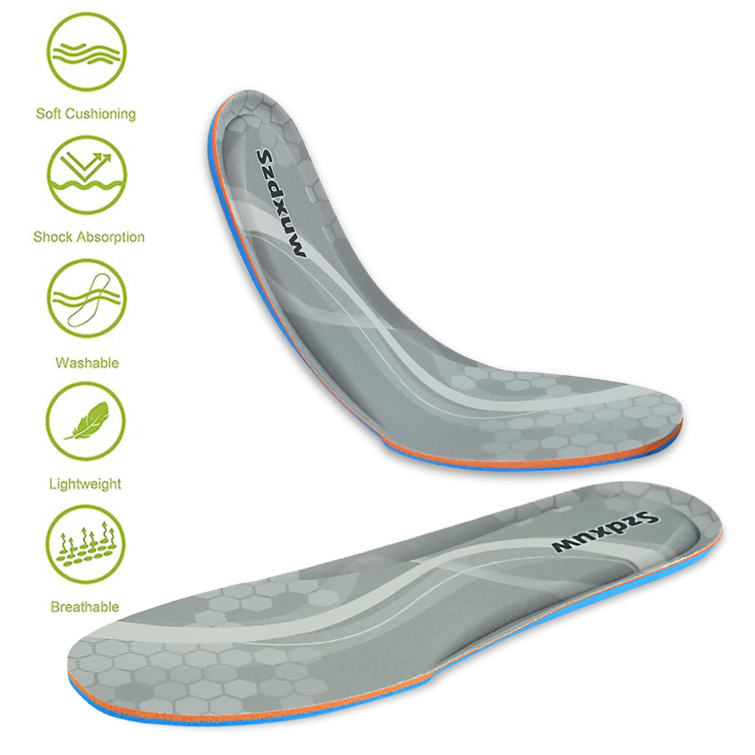 Szdxuw 2 paia Solette in Memory Foam Donna Uomo - Inserti per Scarpe Regolabile alla Misura Comfort Traspirante, Inserti Per Scarpe Da Ginnastica, Lavoro, Sportive E Stivali, Grigio Uomo