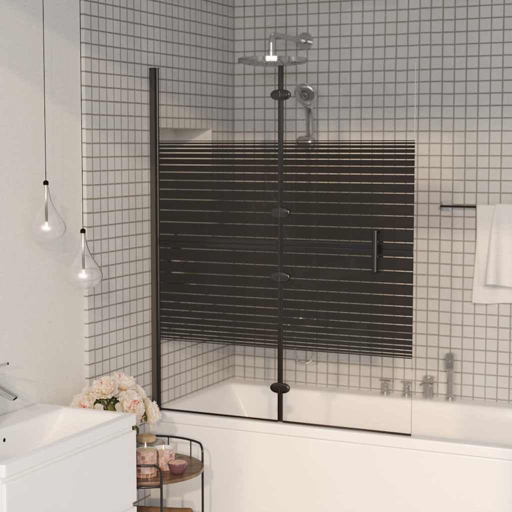 Cabina de ducha plegable ESG 120 x 140 cm, color negro, puerta corredera, separación de baños, con asa para entrada de esquina y puerta de nicho, requiere montaje
