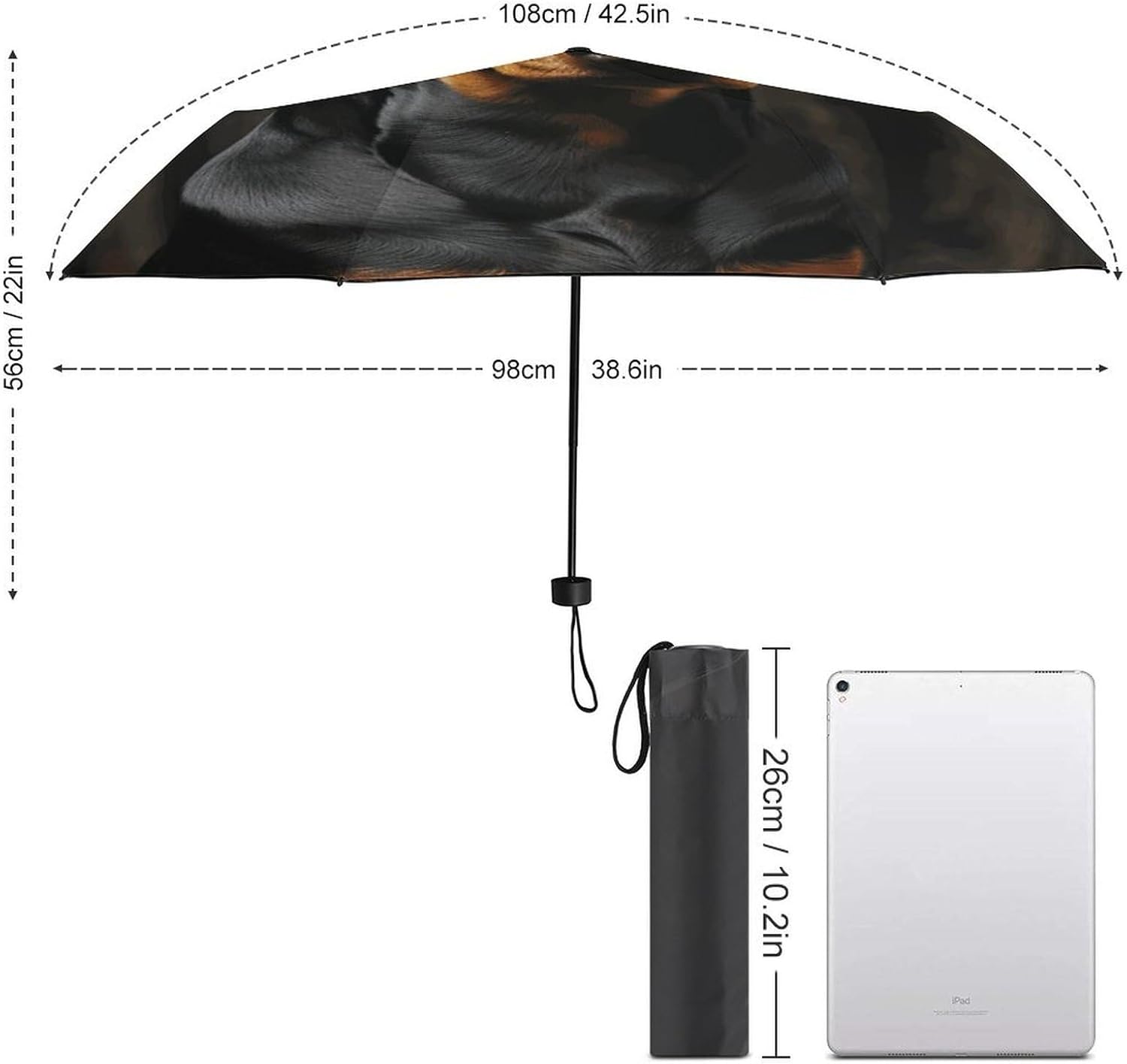 Windproof Travel Umbrella Doberman Folding Small Sun Umbrella Lightweight Small And Compact Suit for Pocket