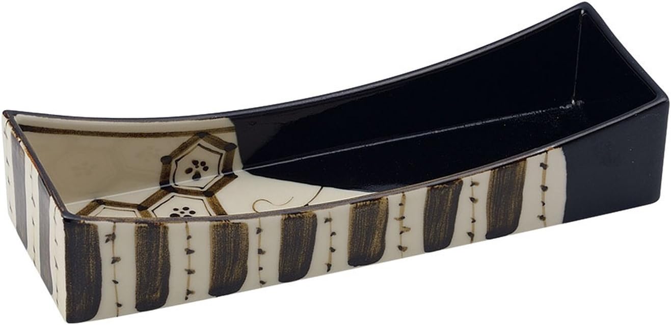 Yamashita Kogei 16058440 Black Oribe Suspension Bridge Appetizer Plate, 9.8 x 3.2 x 2.1 inches (25.0 x 8.2 x 5.3