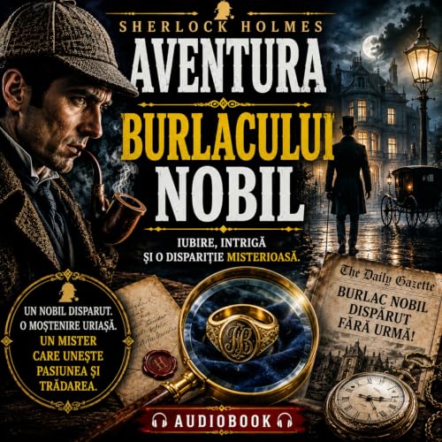 Diseño de la portada del título Aventurile lui Sherlock Holmes - 02. Aventura rubinului albastru - 10. Aventura burlacului no