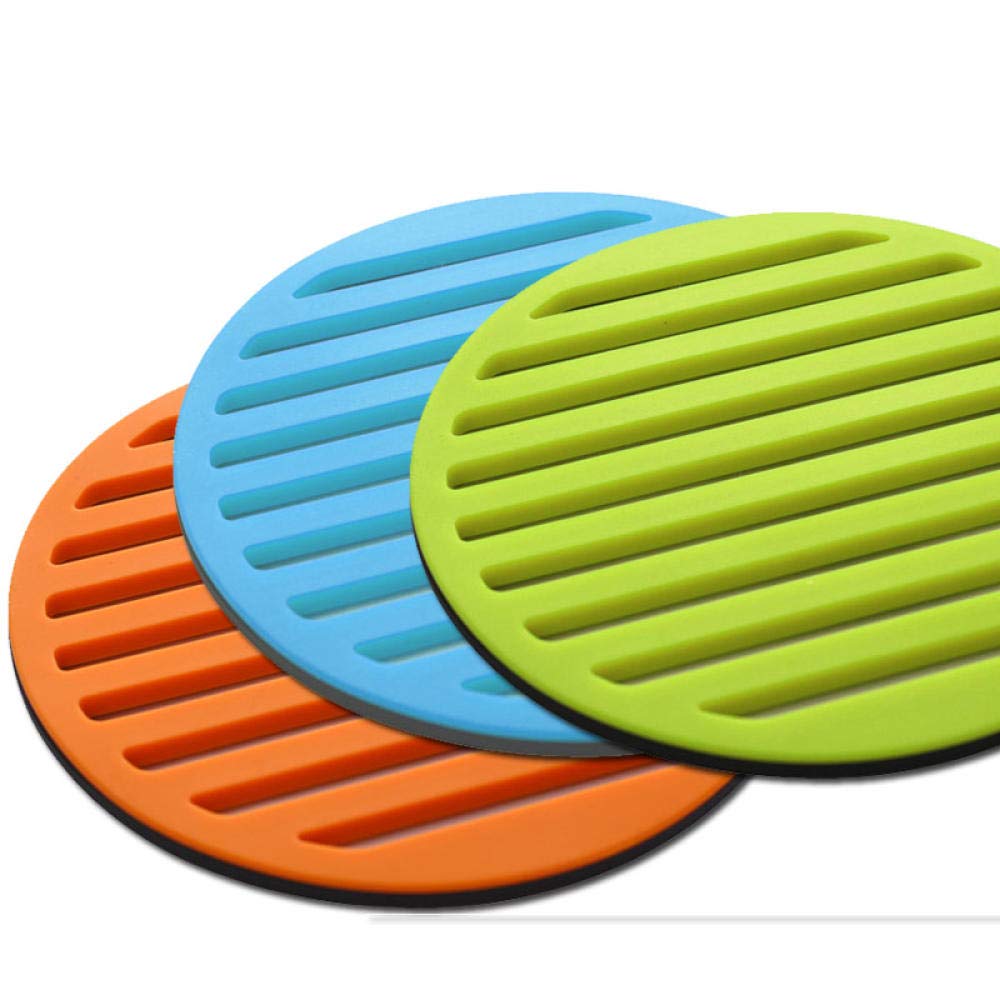 podkładka żaroodporna, Okrągły stół jadalny, stop silikonu, zestaw mat izolacyjnych, podkładka pod garnek, miskę, talerz, niebieski(Orange+Blue+Green (3 Pieces))