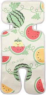 Zerodis 71x33cm Transpirable Silla de Paseo de Verano Cojín Asiento de Seguridad para Niños Carrito Estera Fibra de Seda de Hielo Cochecito de Niño Cojín Fresco para Bebés Niños(Silver Watermelon)