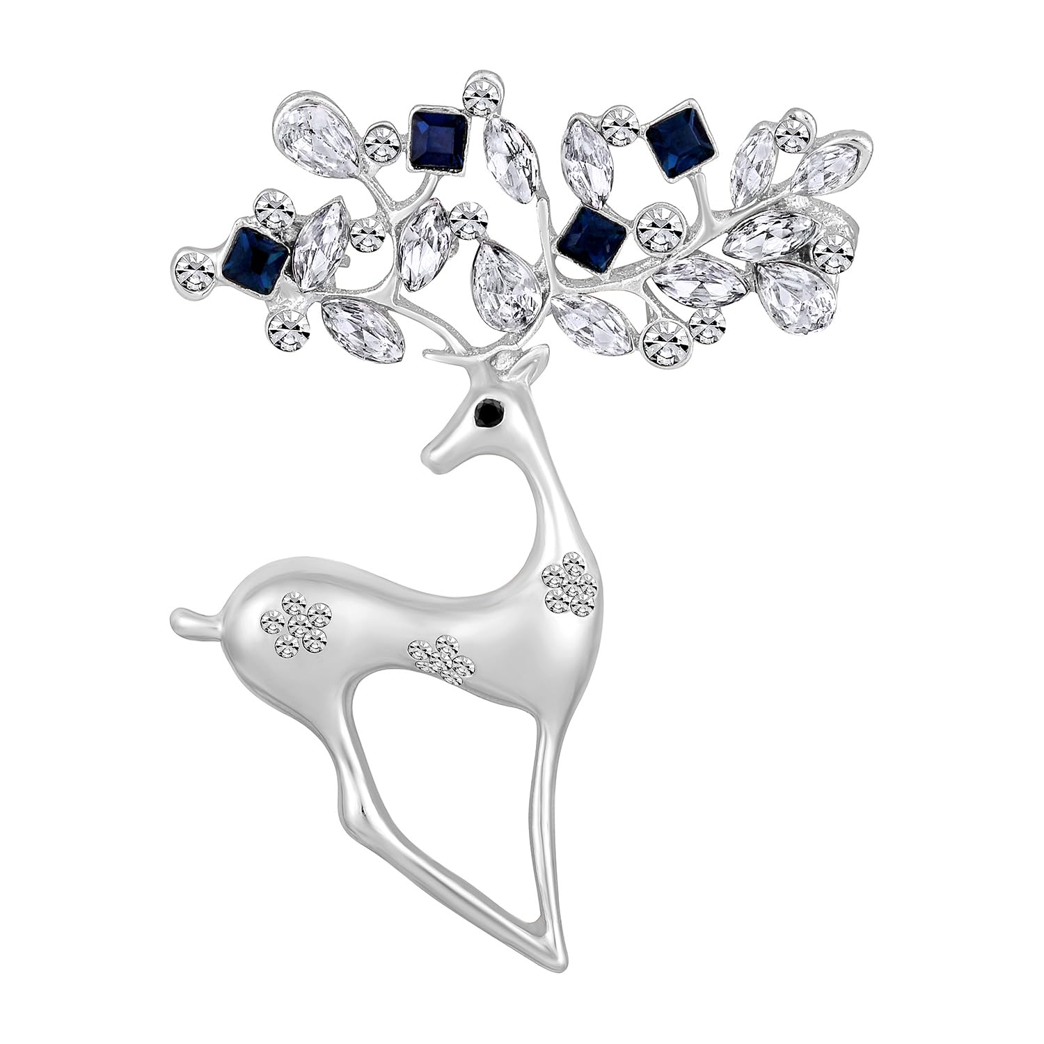 Mahi Rhodium Plated Montana Blue and White Crystals Cute Deer-Shaped Saree Pin/Wedding Brooch for Women (BP1101146RMBlu) (B0CRP9T5PH) Amazon Price History, Amazon Price Tracker