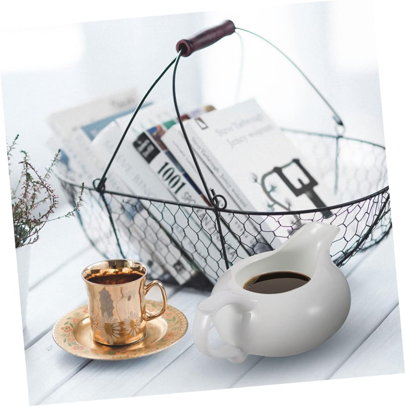 Ceramic Gravy Boat Sauce Cup for Sauces and Nuts White
