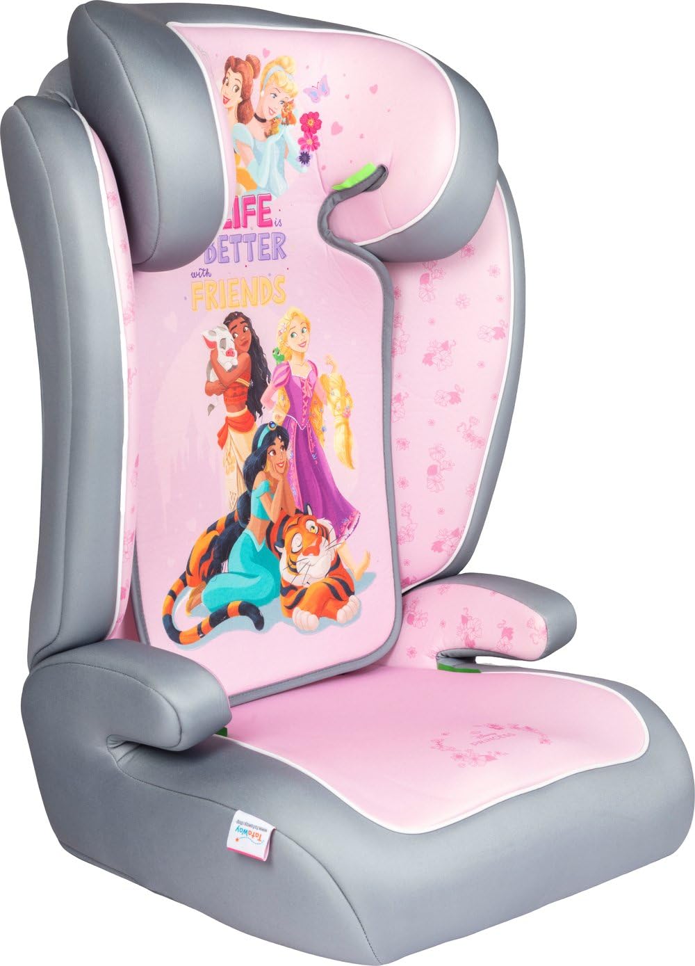 Disney Princesses i-Size R129, silla de coche para niños de 15 a 36 kg (3,5 a 12 años), 100 a 150 cm, grupo 2/3, se instala con cinturón de 3 puntos, rosa
