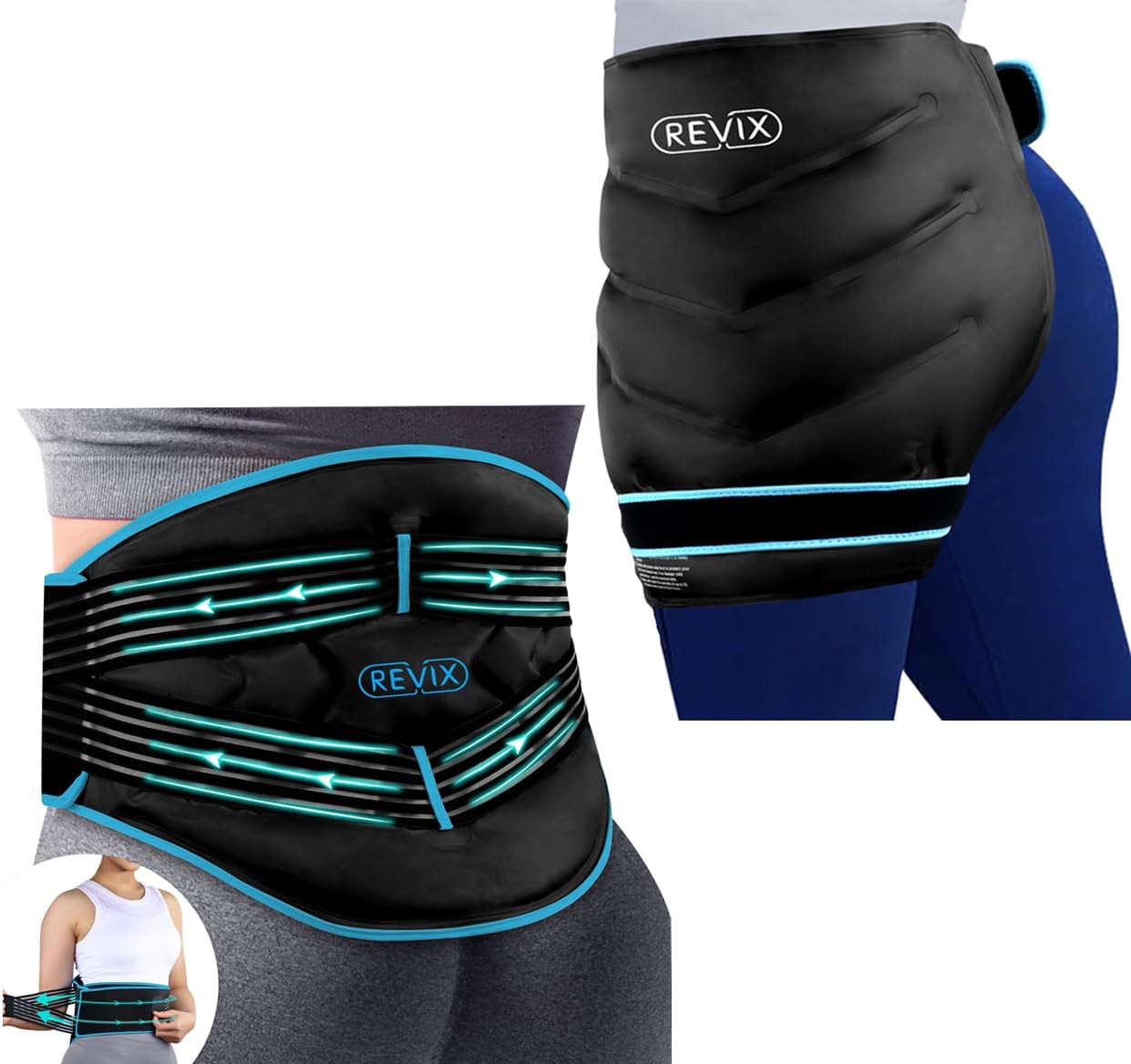 REVIX Reusable Large Back Ice Pack for Injuries and Large Hip Ice Pack Wrap After Surgery