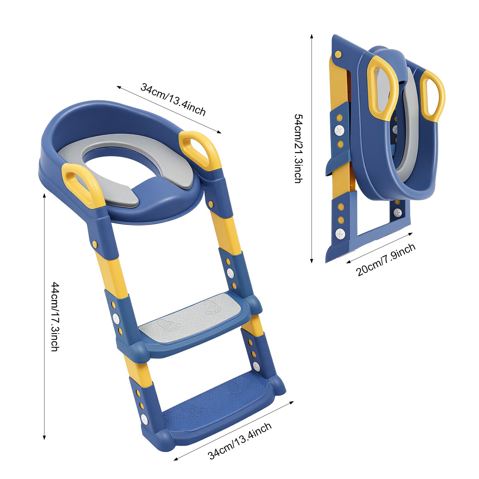Sedile WC per bambini con scala, sedile WC regolabile in altezza per