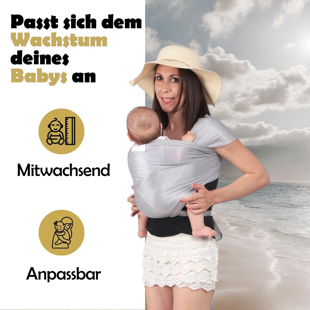 Amarsupiel | Wasser-Babytrage | Schnelltrocknend | Oekotex | Waterproof | Farbe Grau