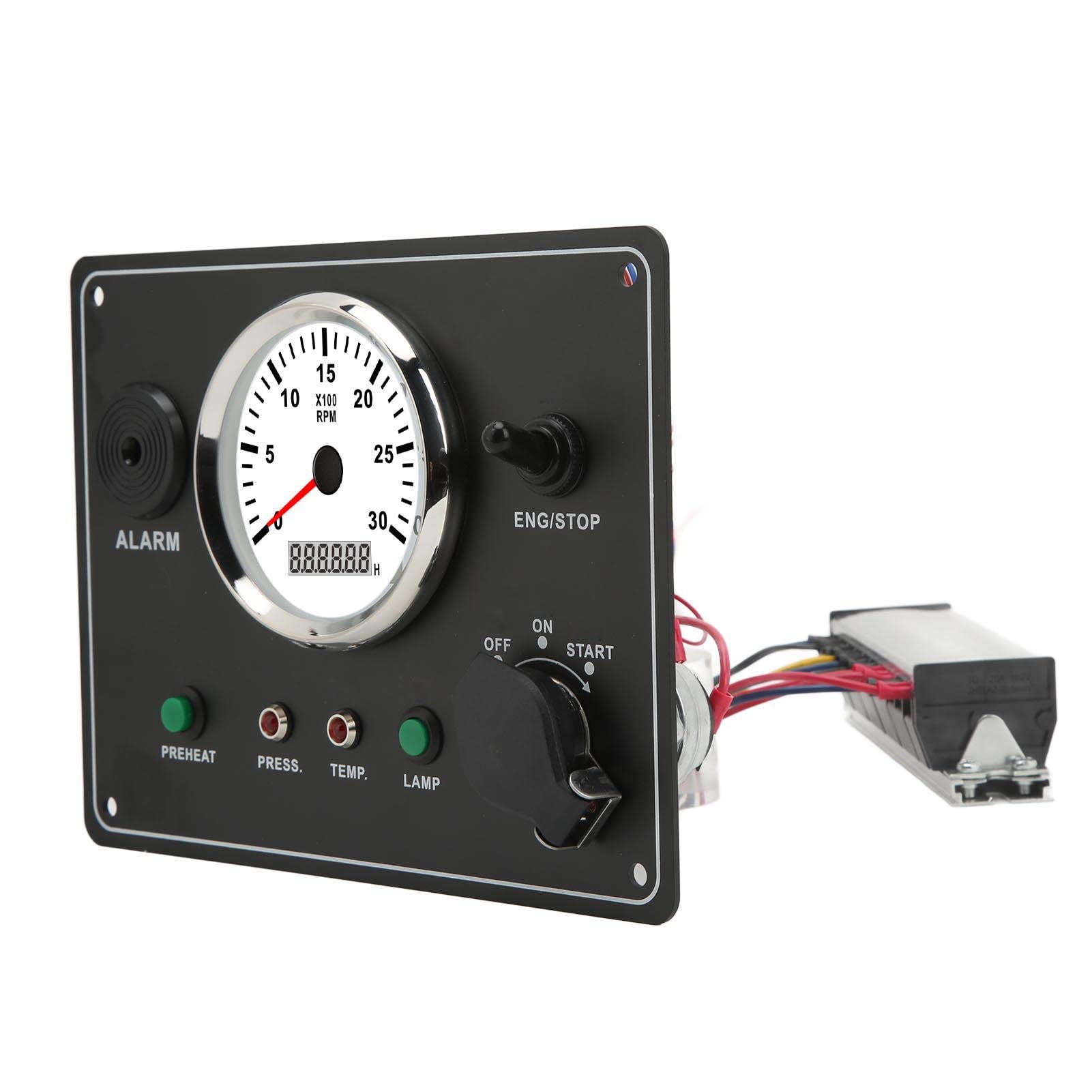 Panel de Tacómetro Multifuncional, 3000RPM, Presión de Aceite, Alarma de Temperatura del Agua, Panel de Indicador de Motor para Barcos Marinos (12V)