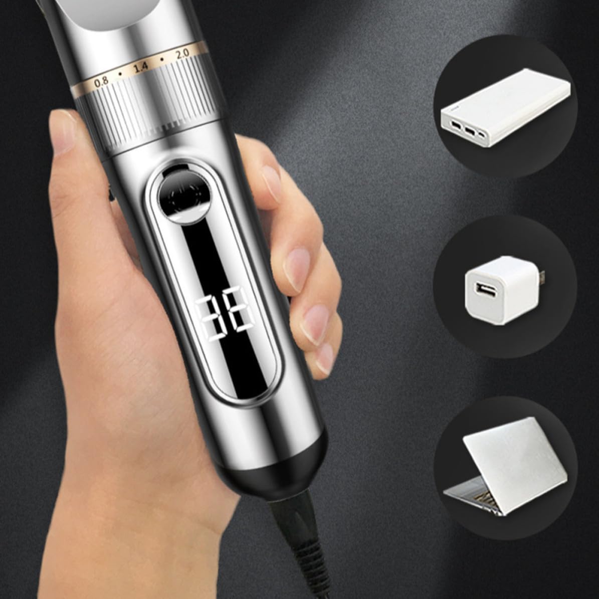 Tondeuse à Cheveux en Titane Céramique Rechargeable Électrique pour
