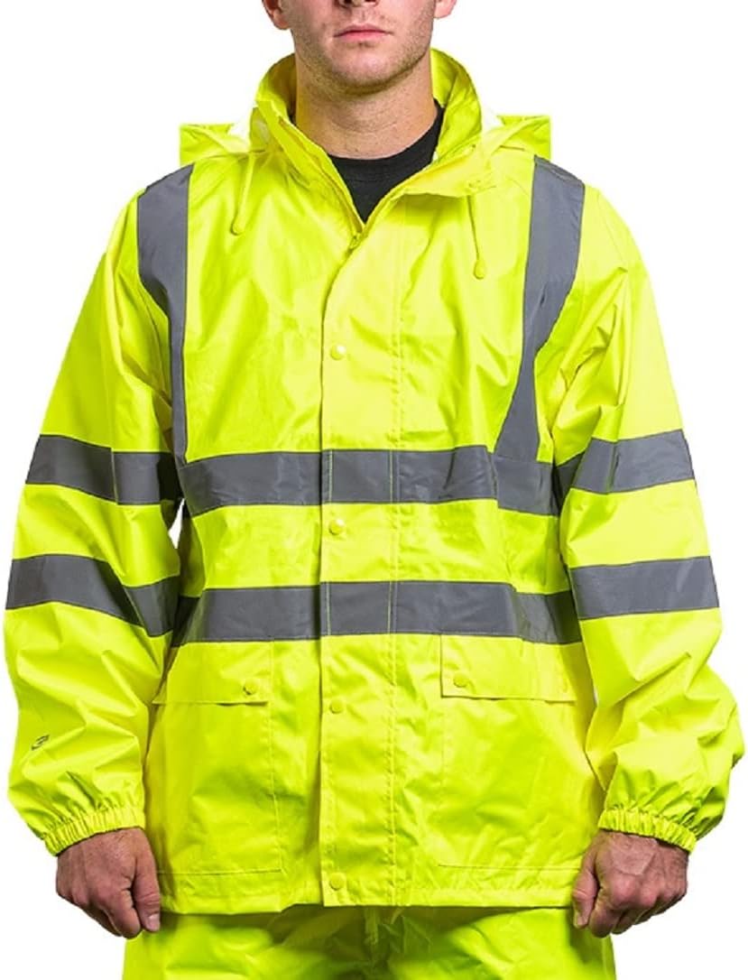 Game Sportswear Mens The Econo Hi Vis Rain Jacket, Unisex, Safety Yellow, L