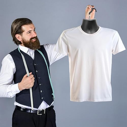 Miniatura 5 de Noamus Paquete de 6 torsos de maniquí masculino, forma de vestido con gancho para colgar, pantalla de camiseta, cuerpo trasero hueco, molde de