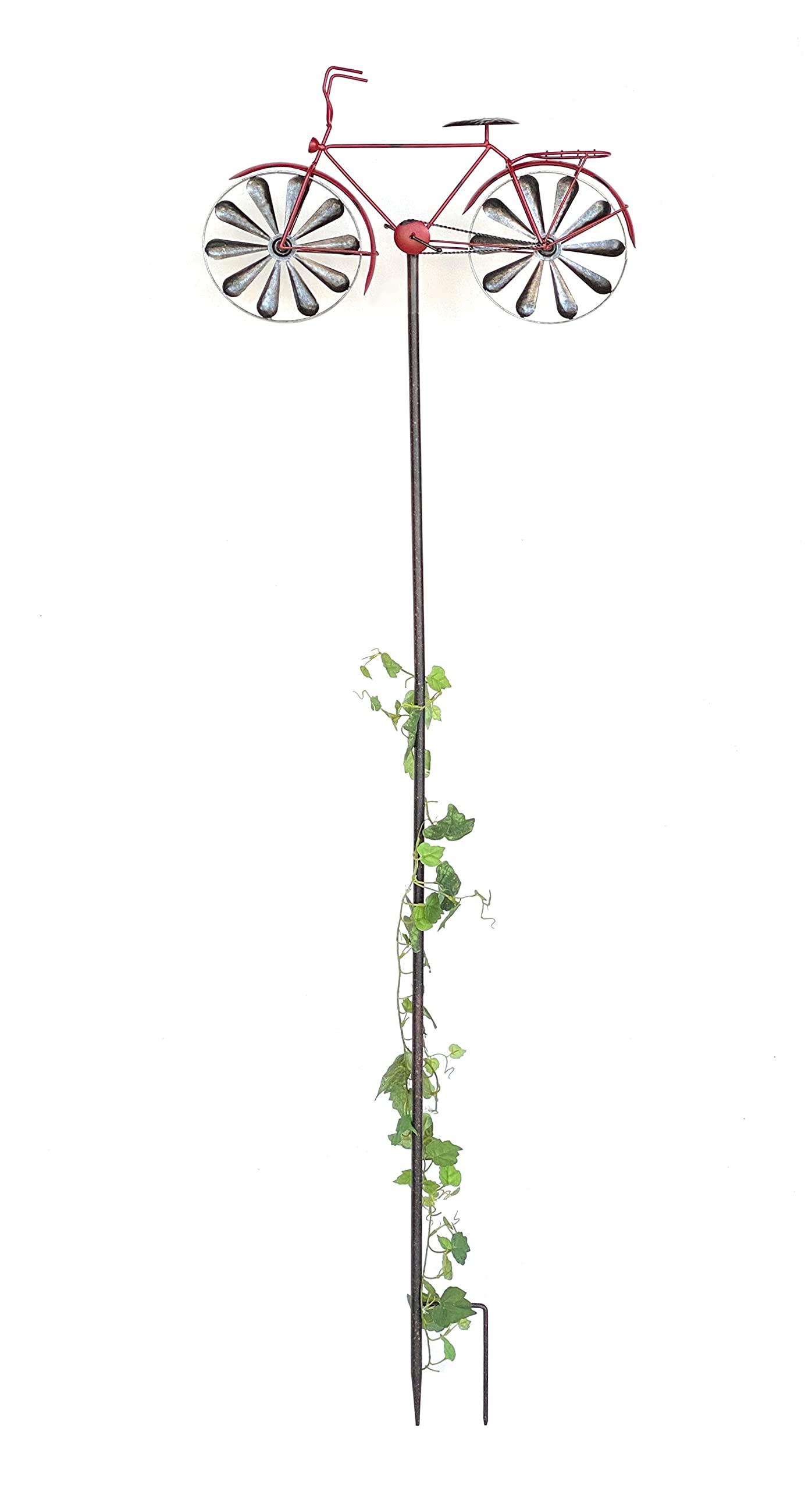 DanDiBo Paletto da giardino in metallo per bicicletta, XL, 160 cm, rosso, 96100, stile shabby, con girandola a vento, resistente alle intemperie, decorazione da giardino