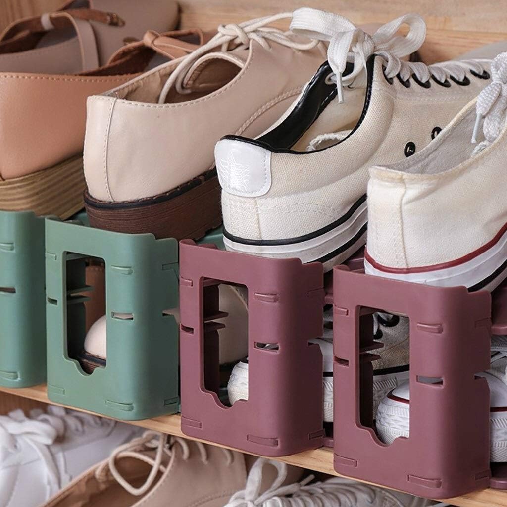 Creative Plastic Shoes Rack Organizer Space-Saving Storage Adjustable Durable Durable Footwear Rack Space Saving Shoes Rack (Color : F) (A)