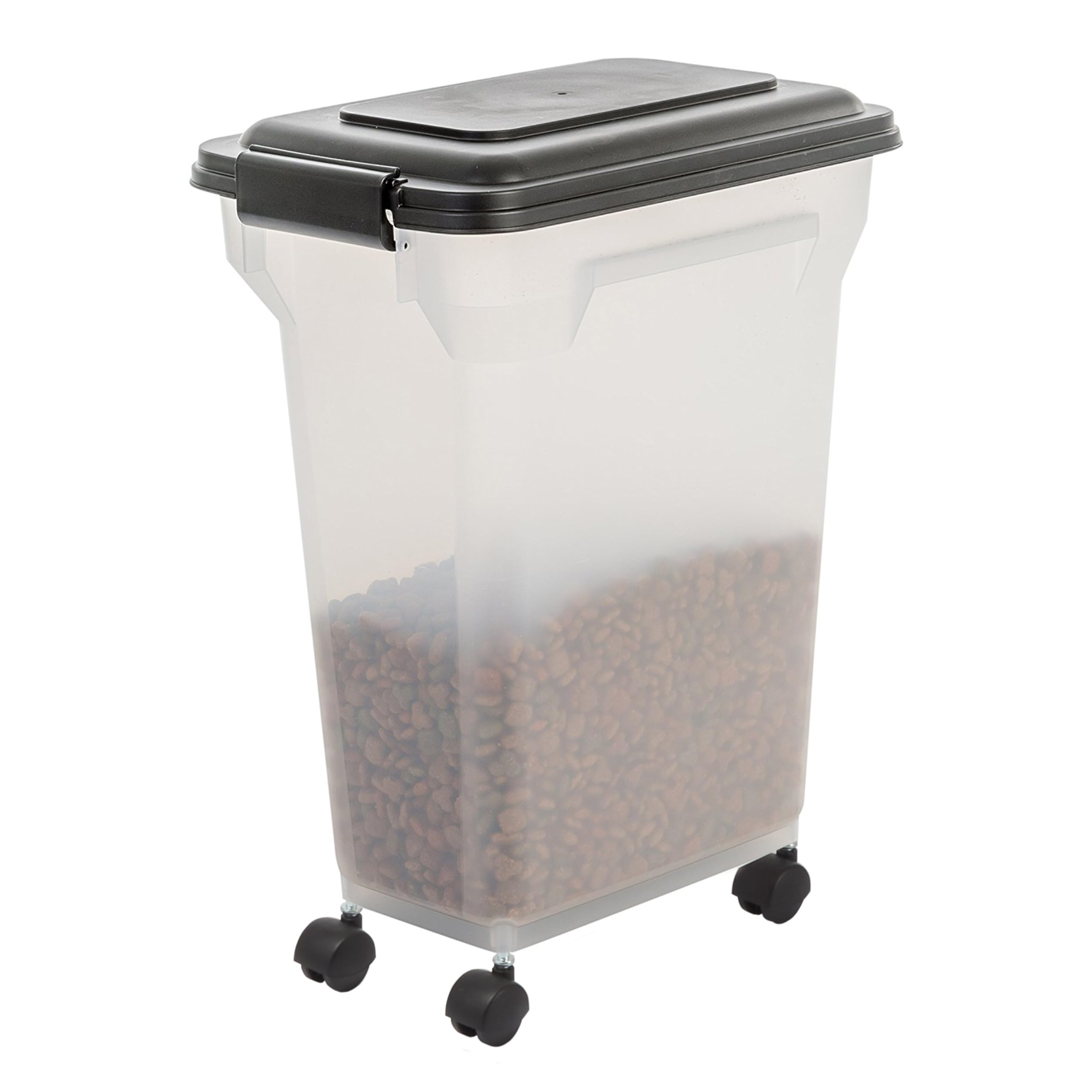 Iris Ohyama, Contenitore per Crocchette, 20L/7.5kg, Nero, Ermetici, Contenitore per Alimenti in Plastica con Coperchio, con Ruote, Per Cibo per Gatti, Cani, Cibo secco, Dolci, Scatola, ATS-M