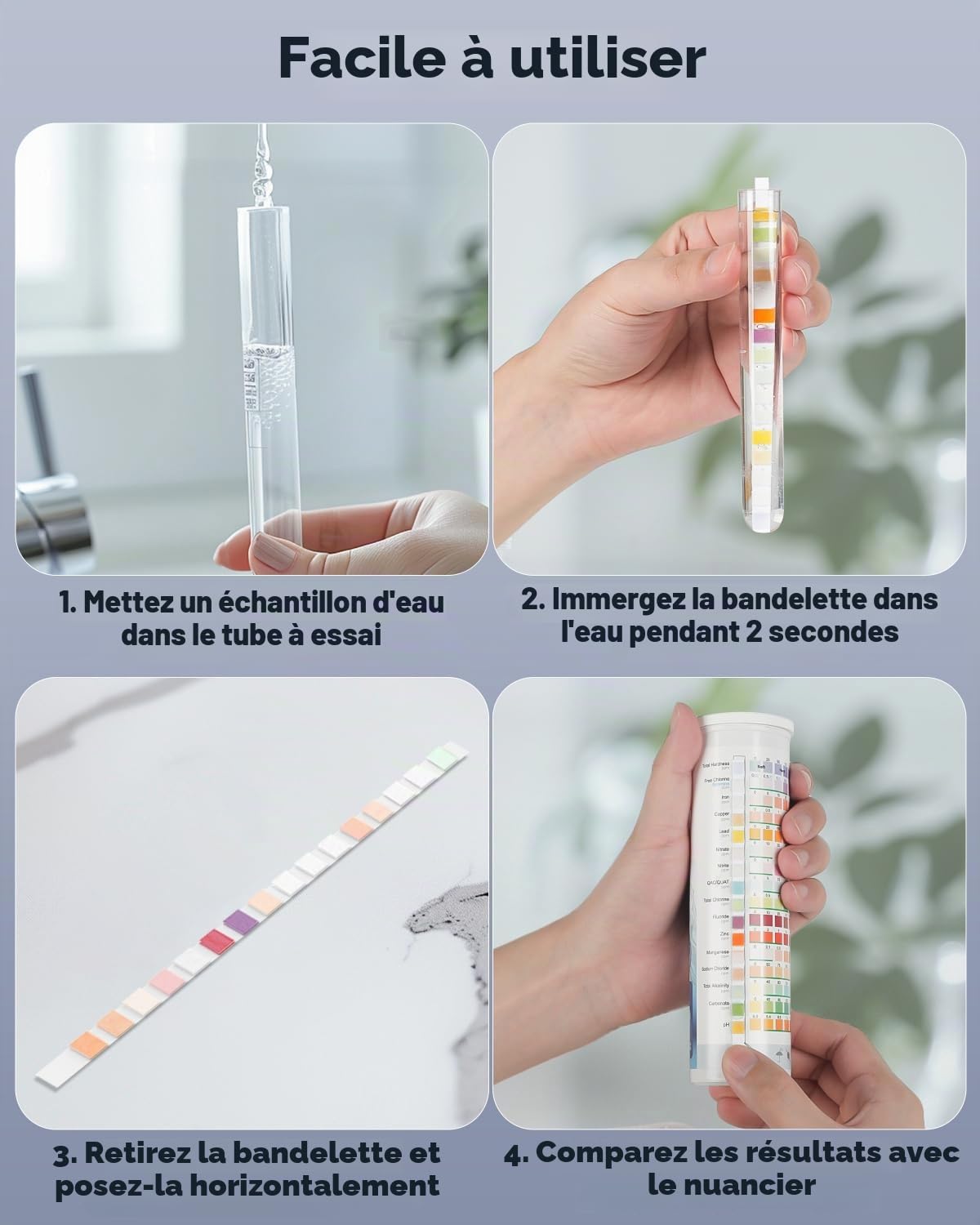 Pawfly Kit de Test Eau Potable 18 en 1 pour Robinet puits Piscine Aquarium Spa Test qualité Eau Maison pH dureté Chlore Plomb Fer cuivre Nitrate fluorure et Plus 125 bandelettes
