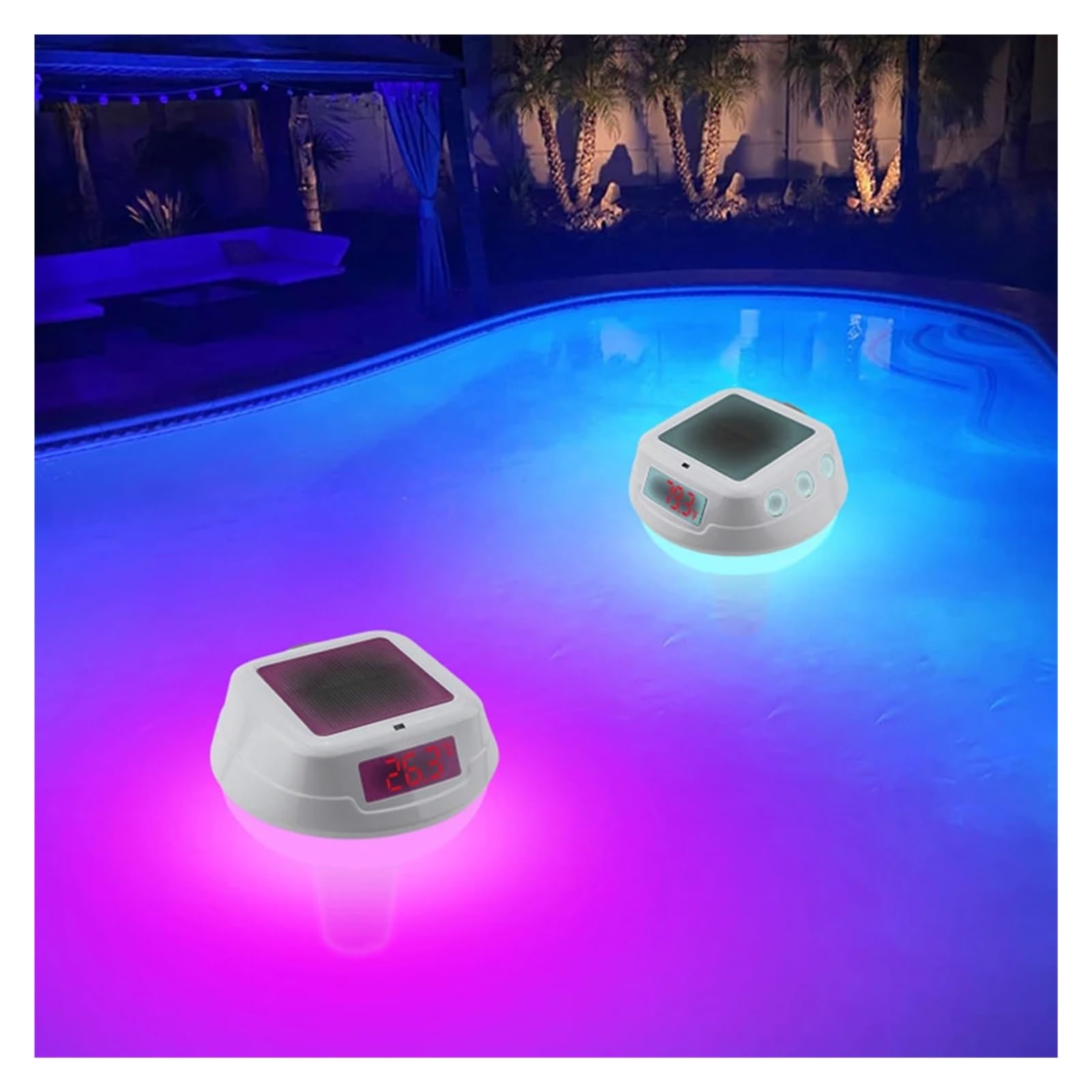 Termómetro solar for piscina al aire libre, impermeable, con luz RGB, flotante, for piscinas(Green)