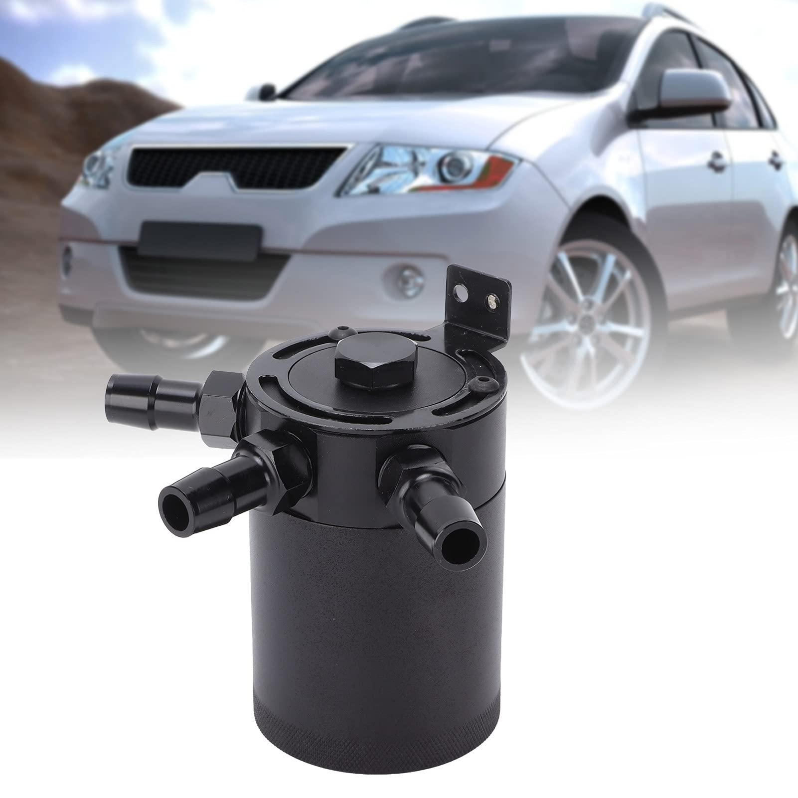 Raccolta Vapori Olio 3 Porte Oil Can Oil Catch Oil Separator in Lega di Alluminio Universale 10mm 15mm con Valvola e Filtro Aria per Sistema Recupero Vapori Auto