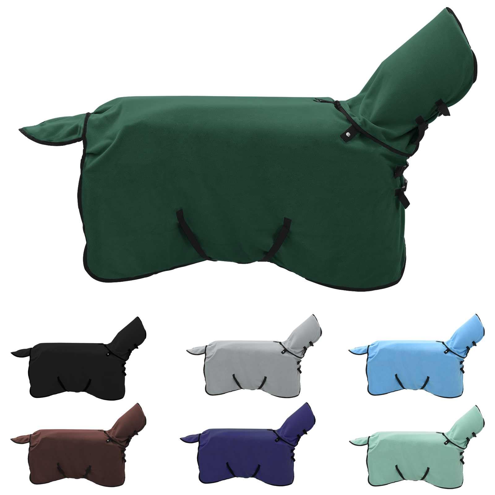 vidaXL Coperta per cavalli in poliestere verde scuro, moderna, coperta equestre, sfoderabile, mantello caldo, funzionale, elegante accessorio per esterni