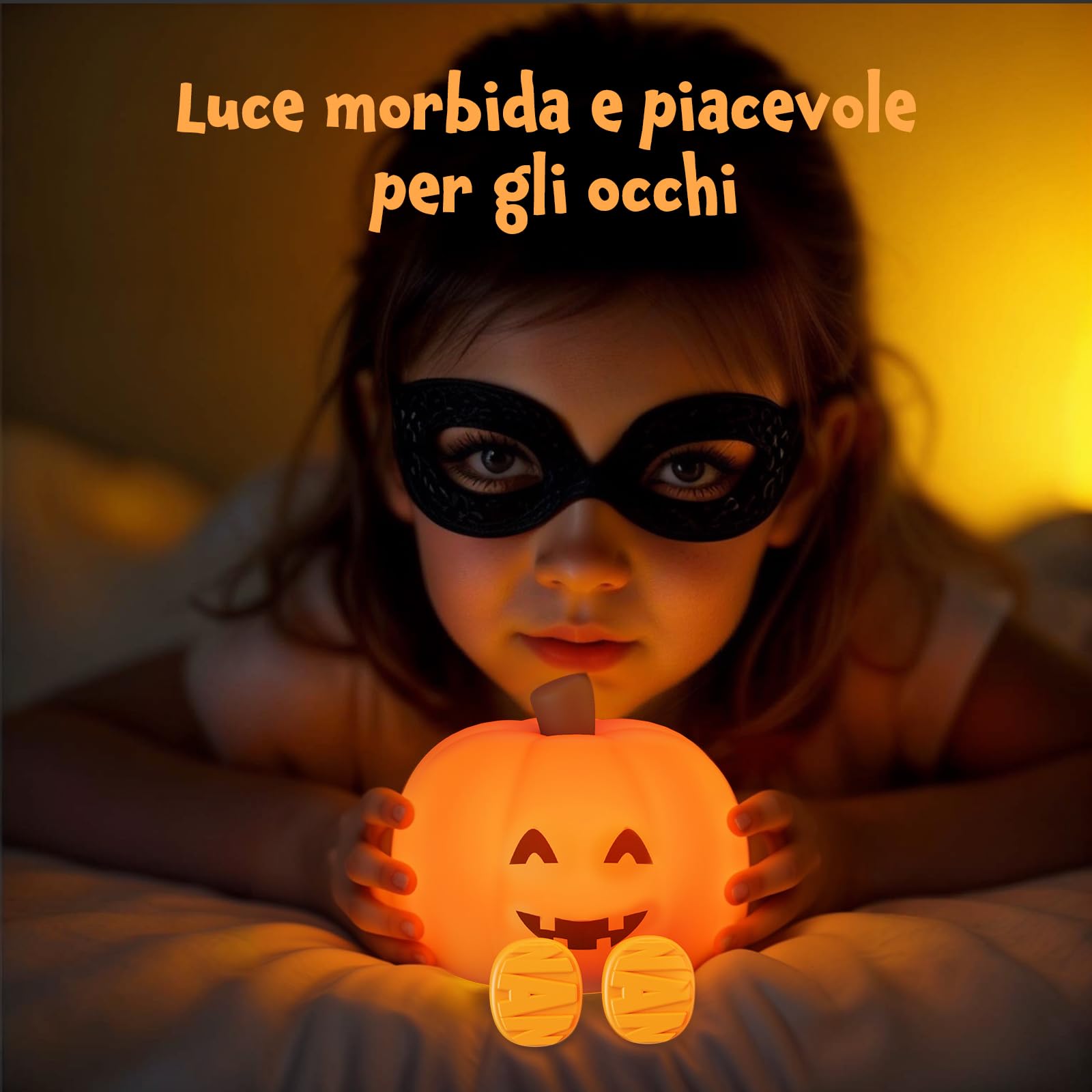 YISSVIC Halloween Decorazioni Luce Notturna Bambino Zucca Halloween Silicone Ricaricabile Tipo C con Timer Regalo Bambino Sorriso