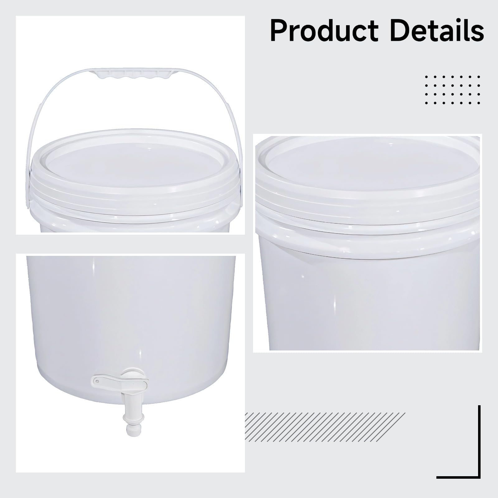 Auslaufsicherer, lebensmittelechter Eimer, 10 l, Kunststoff-Wasserbehälter, stapelbar, Schraubverschluss und Zapfhahn, für Haushalt und Lebensmittel, Flüssigkeitsaufbewahrung und -dosierung