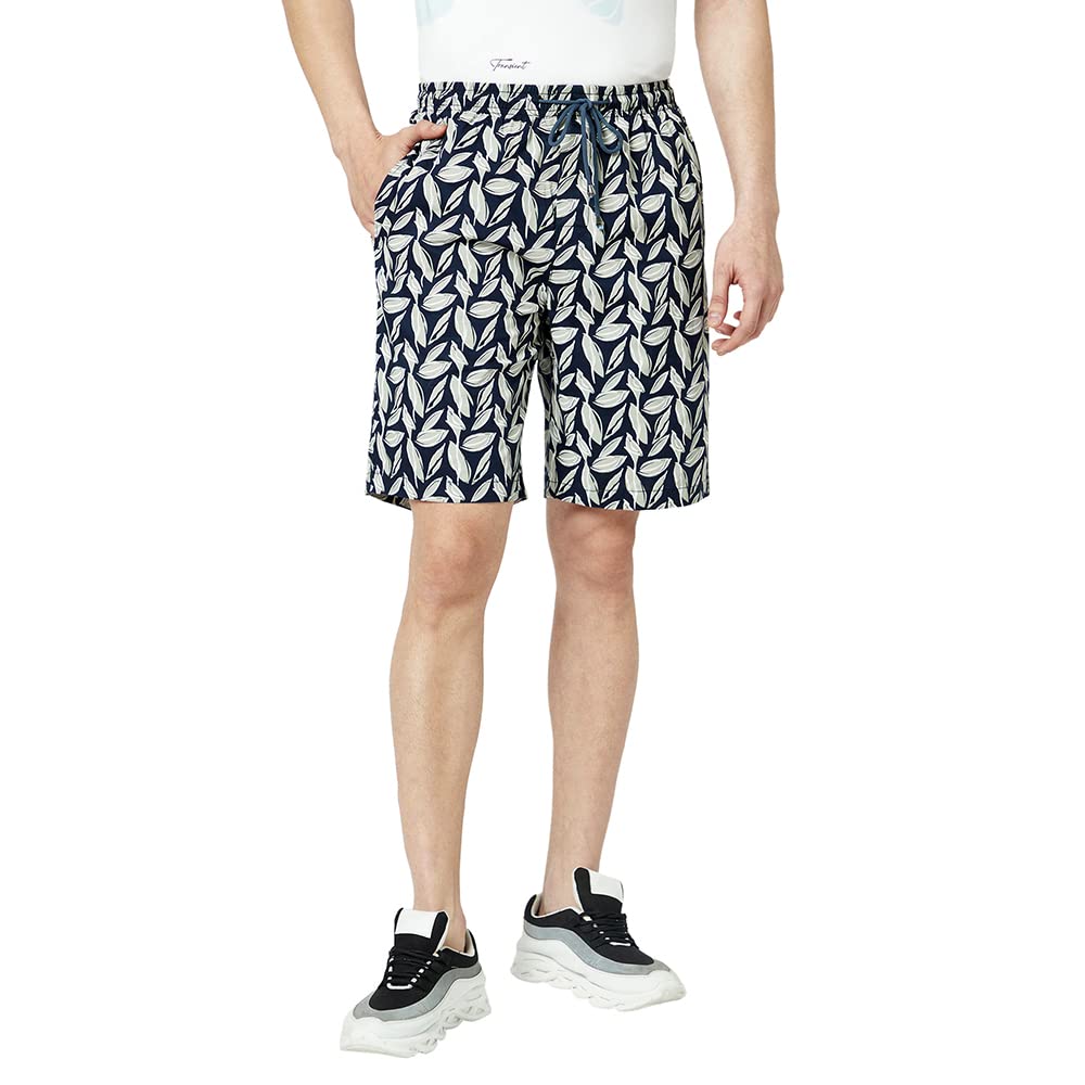 crimsoune club Mens Polished Navy Blue Floral Shorts-picture-24
