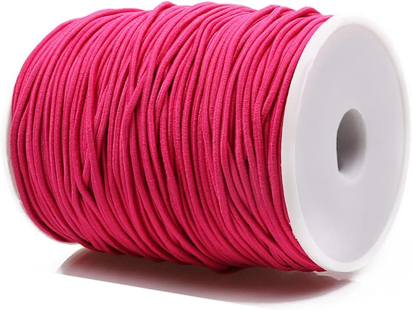 Elastic String for Bracelets, Elastic Cord Jewelry with Sewing Scissors Stretchy Bracelet String for Bracelets, Necklace Making, Beading (1 mm, 110 Yards, Pink)