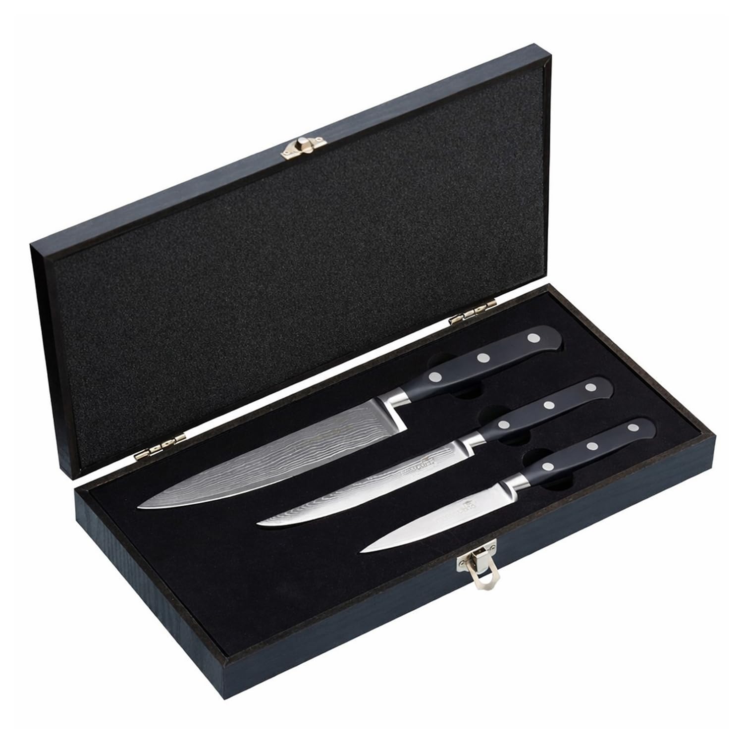 Q-Sharp Damascus Steel Professional 3 Piece Kitchen Knife Set