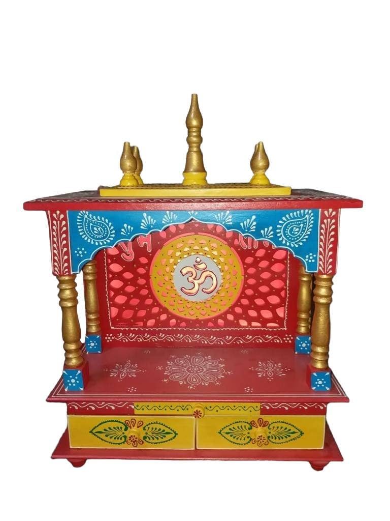 Temple Jodhpuri en bois noble avec LED sanctuaire mural traditionnel d'exception