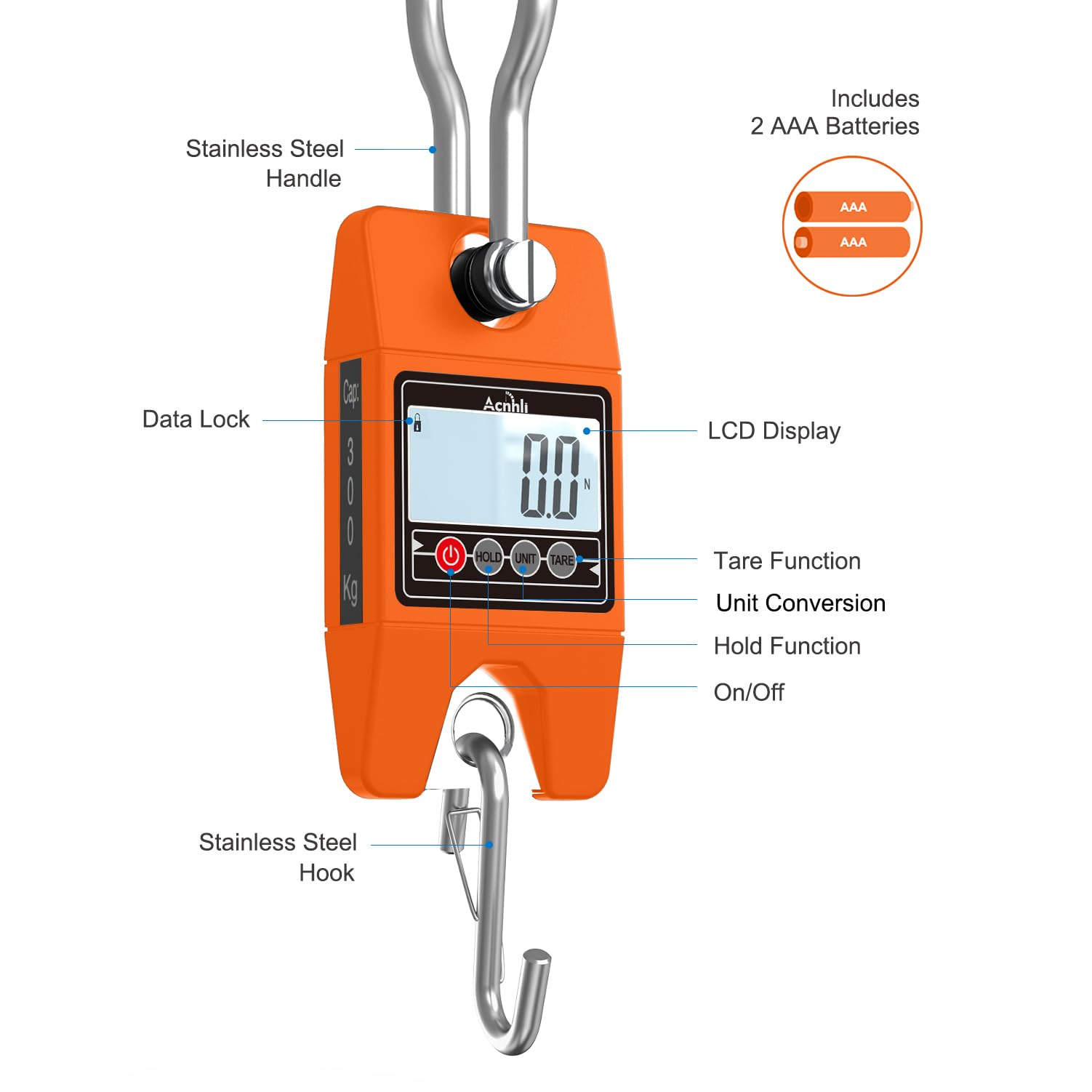 Digital Hanging Scale - 400kg/880lb Heavy Duty Luggage Crane Scale -2 Digital Hanging Scale - 400kg/880lb Heavy Duty Luggage Crane Scale -2