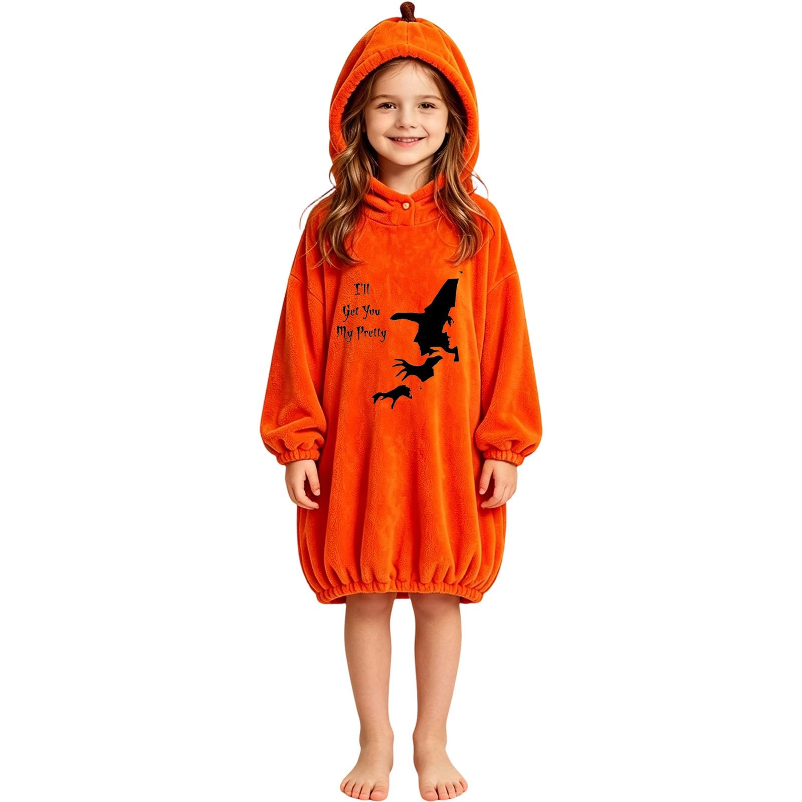 Sudadera con capucha para niñas, diseño de calabaza, para Halloween