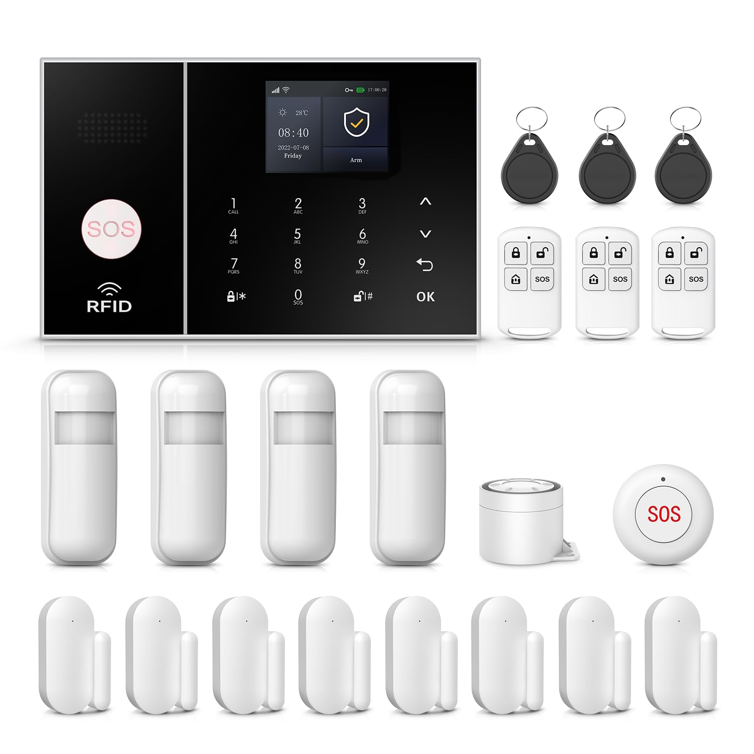 PGST WiFi Alarm System for Home Security,DIY Door Alarm Sensors,Tuya App Remote Control,Work with Alexa&Google for Villa,Apartment,Cabage,No Contract