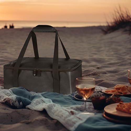 Vista 25 de Bodaon Paquete de 1 cazuela aislada para alimentos calientes o fríos, se adapta a platos de horno de 9 x 13 pulgadas y 11 x 15 pulgadas con tapa