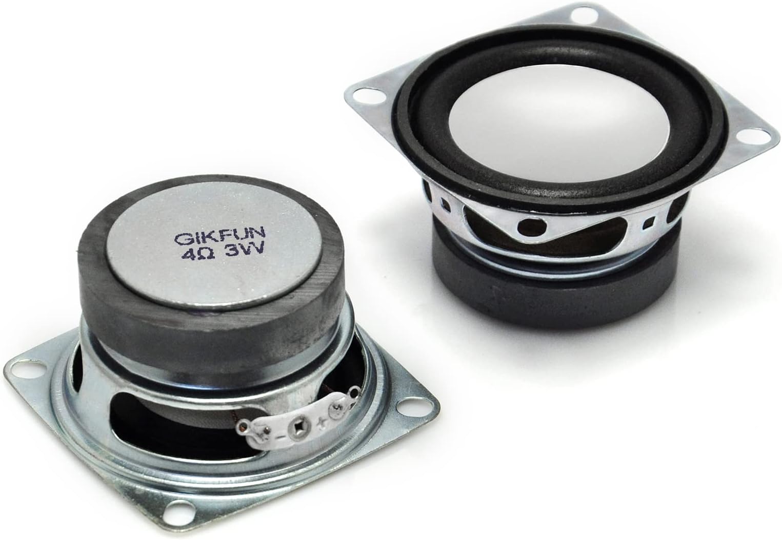 Gikfun EK1725 3W 4ohm 2" Full Range Audio Speaker Woofer Stereo Speaker for Arduino 2 Pack Silver