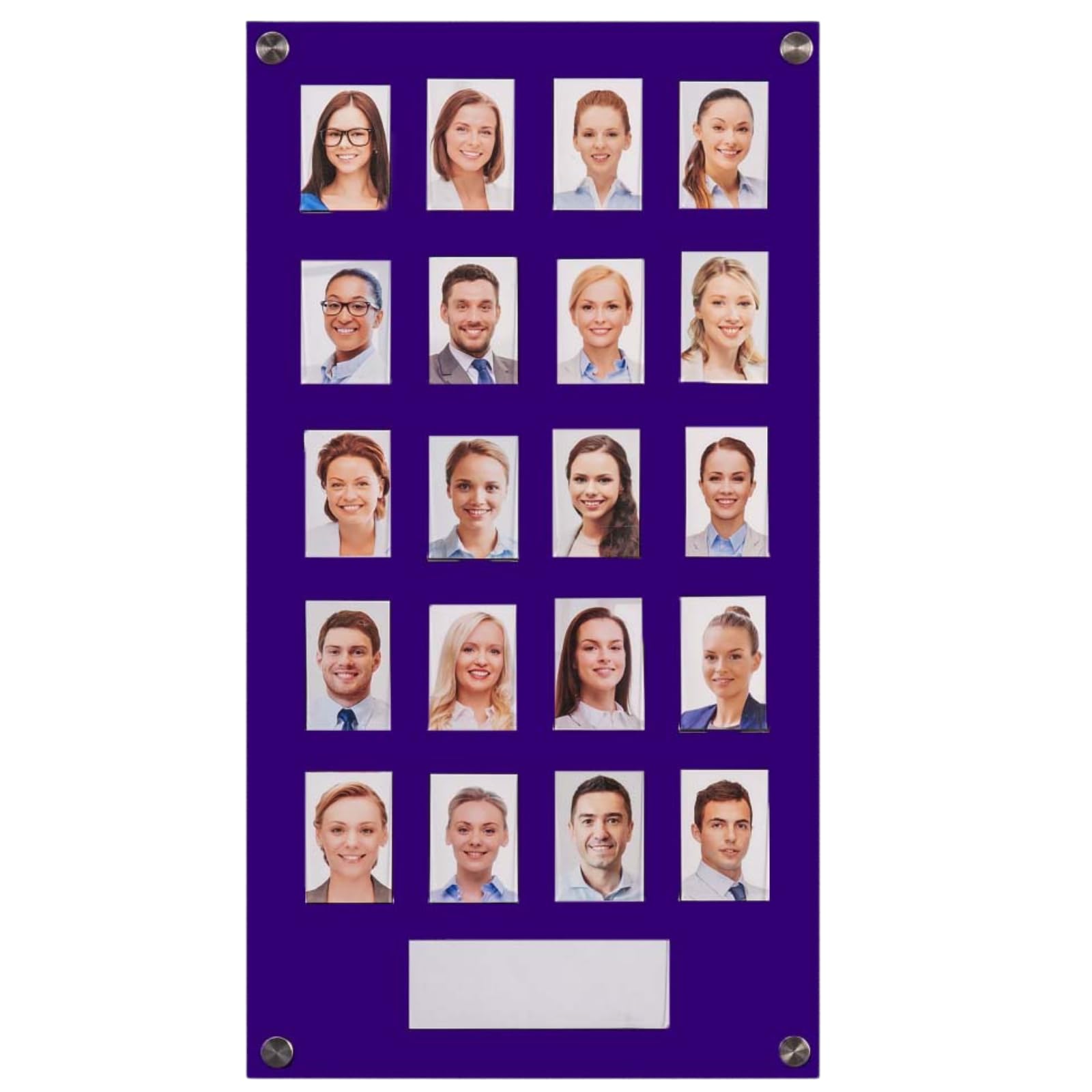 Get Acrylic Photo Frames - Purple 20 Pocket Image Staff, Student, Employee Display Board With Pocket Header. 605mm Height x 328mm Width (60.5cm x 32.8cm)