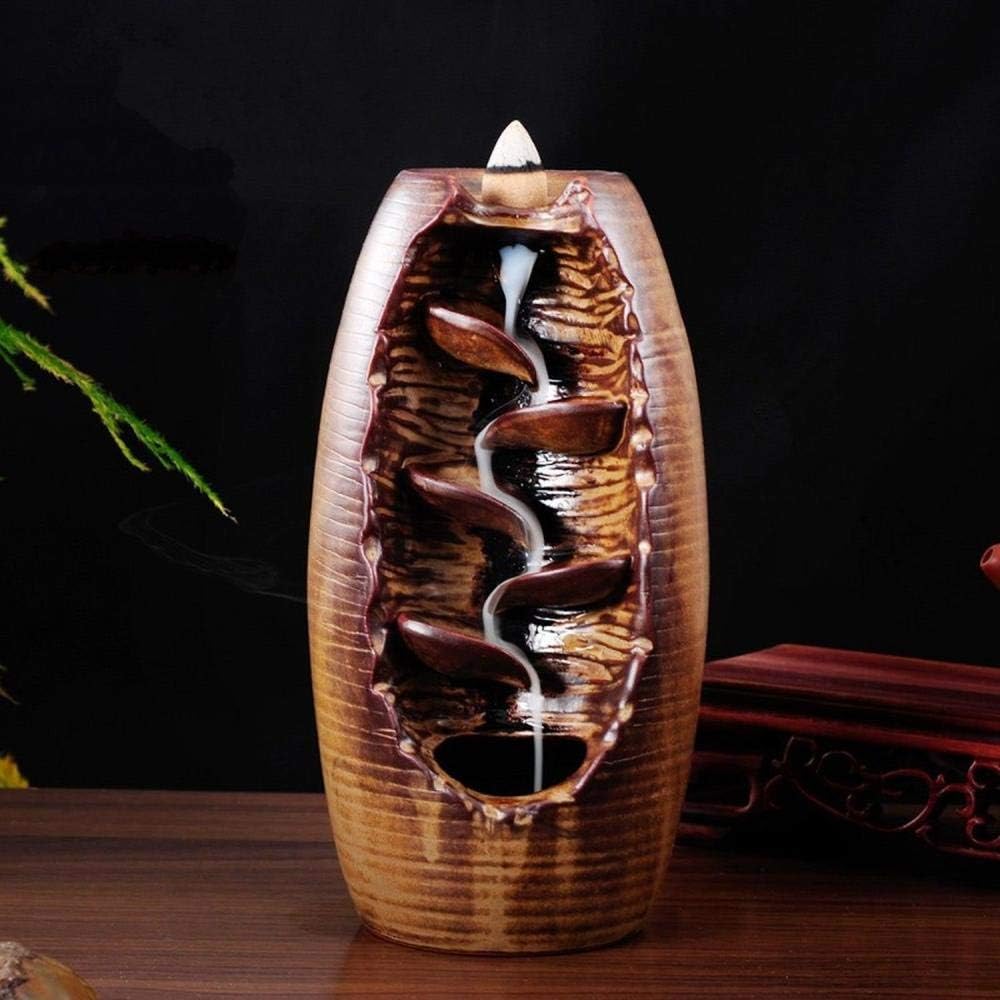 Backflow Incense Burner Backflow Incense Cone Holder with 10pcs Backflow Incense Cone (Style 6)