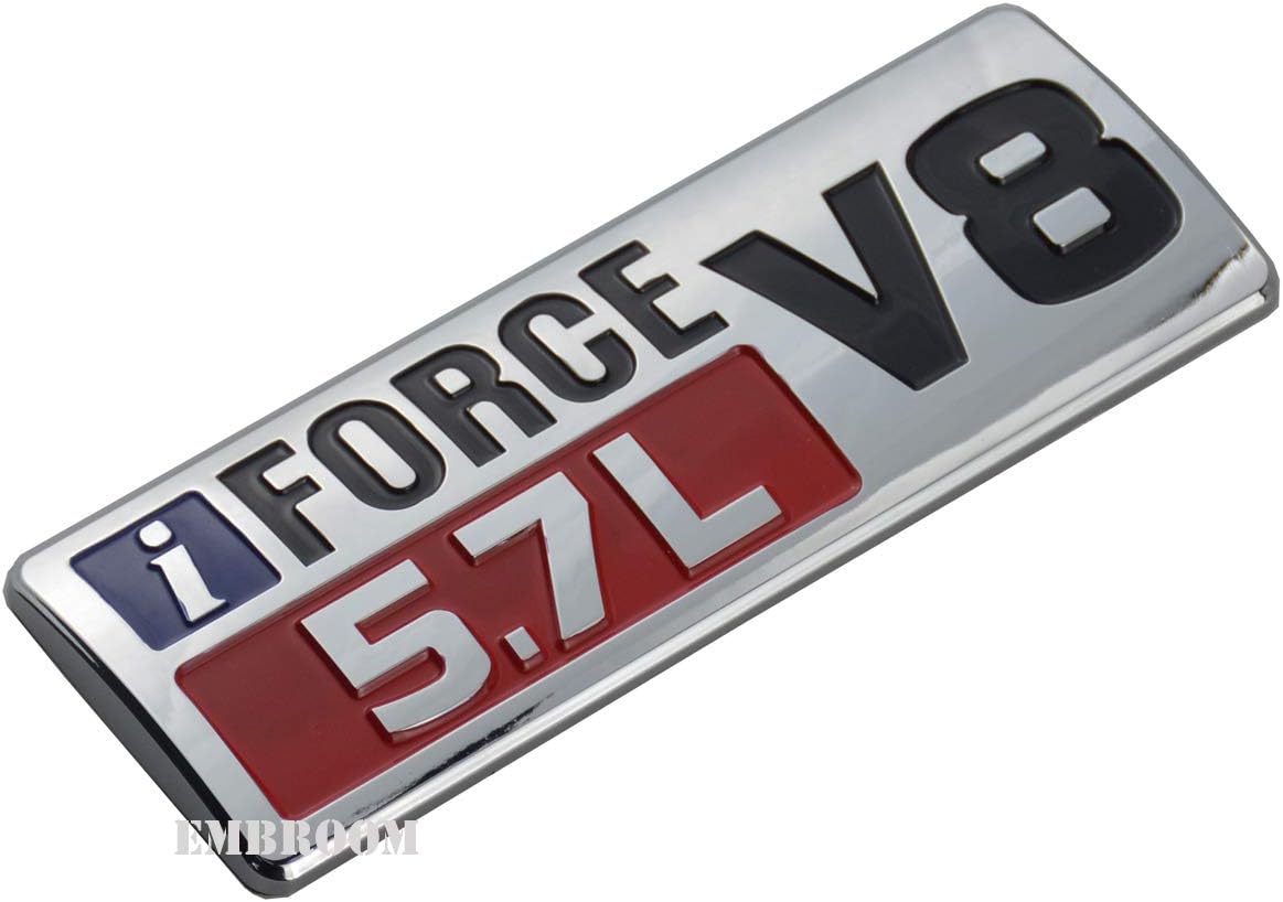 2pcs IFORCE 5.7L V8 Badge Side Emblem, 3D Door Badge NamePlate Decals Stickers Replacement for IFORCE (Chrome Red)