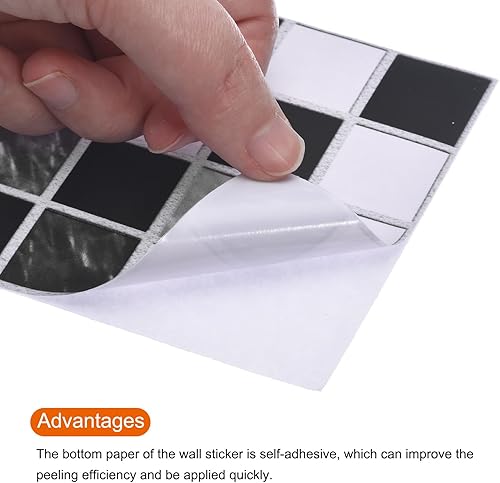 Miniatura 9 de MECCANIXITY 10 calcomanías 3D de pared, 3.9 x 3.9 in, azulejos de mosaico cuadrados, autoadhesivo, PVC, impermeable, para cocina, baño, pared,