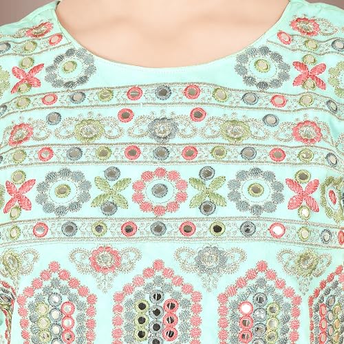 Image of Sevgi Girl's Georgette Embroidered Short Kurti and Garara Set