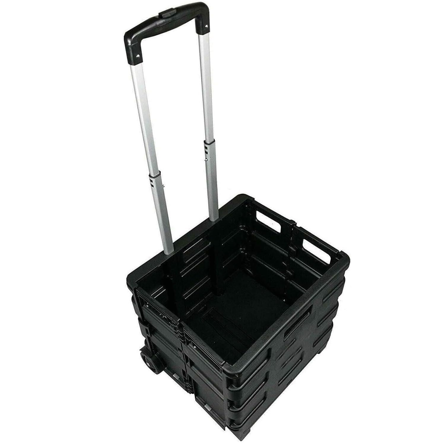 Carrito Plegable con Caja para Compras, Maletero Carro Caja de Almacenamiento Plegable con Ruedas