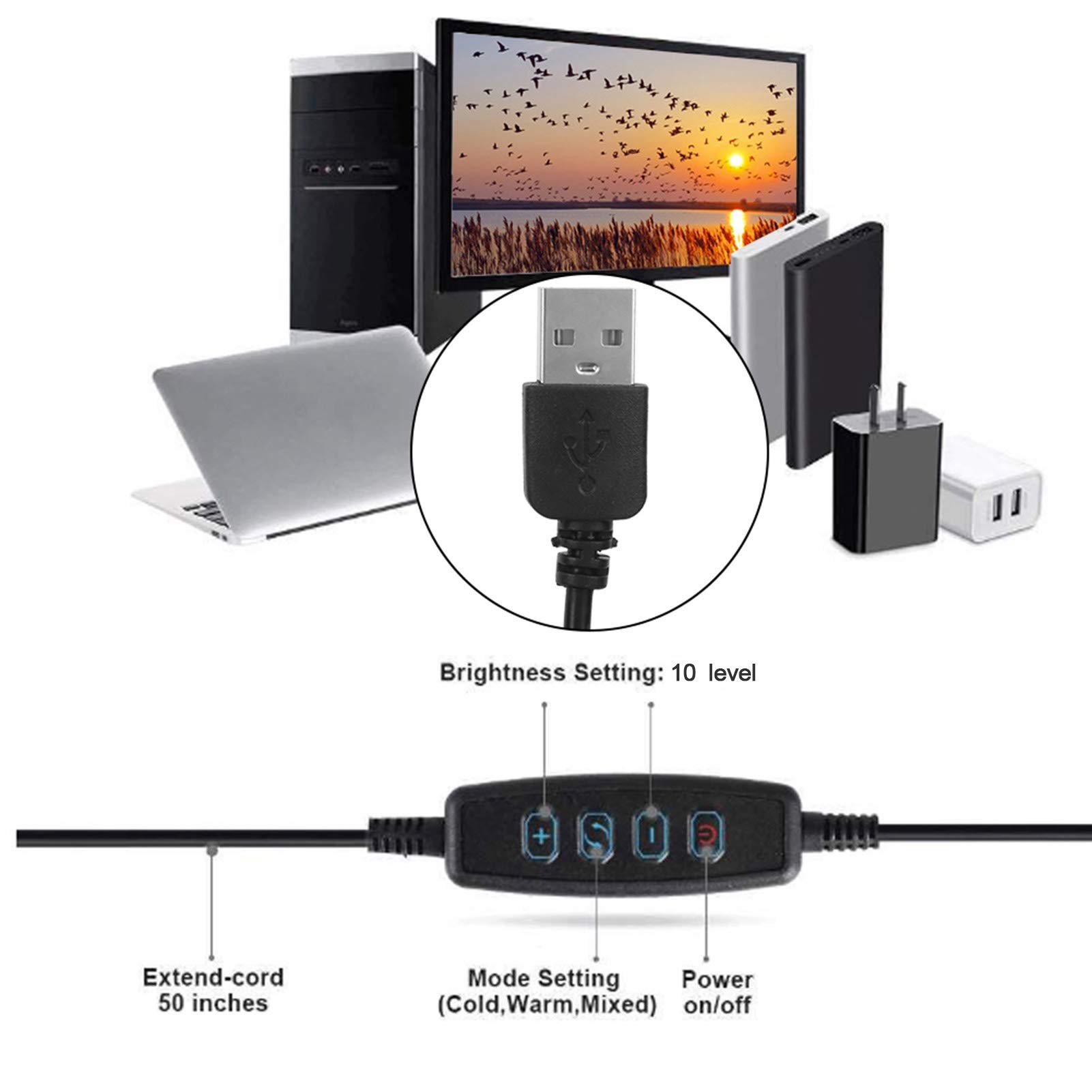 Qiilu Luce ad Anello a LED, Luce ad Anello a LED dimmerabile da 10 '' Luce di riempimento con treppiedi per Studio Video di Trucco